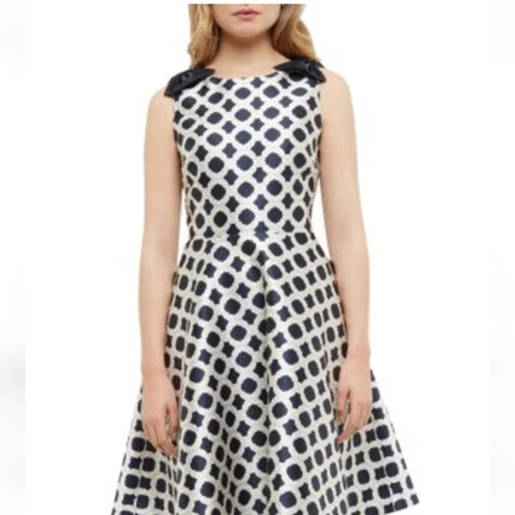 Ted Baker Blushing Rose Geo Dress with added blue panel to hem - Picture 3 of 16